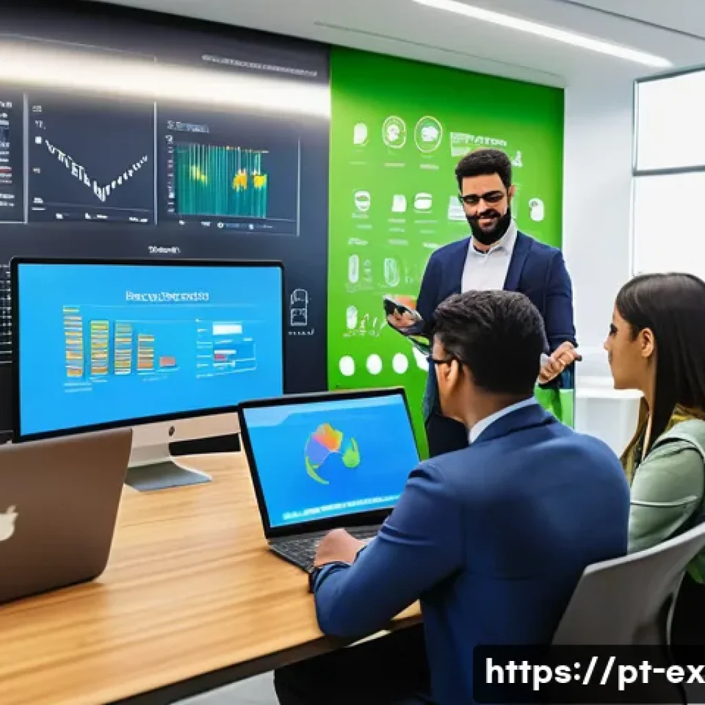 T자형 전문성 개발을 위한 인재 양성 프로그램 - A professional corporate training session in a modern Brazilian office setting, featuring a diverse ...