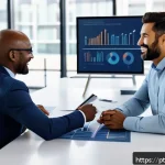 T자형 전문성과 경력 전환의 기회 - A diverse professional team collaborating in a modern office setting, featuring people of different ...